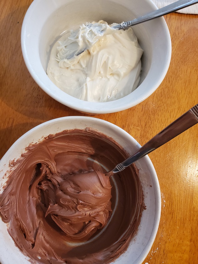 frosting in chocolate and vanilla