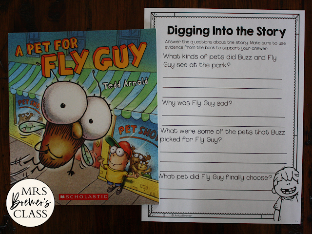 A Pet for Fly Guy book activities literacy unit with Common Core aligned book study companion activities for First Grade and Second Grade