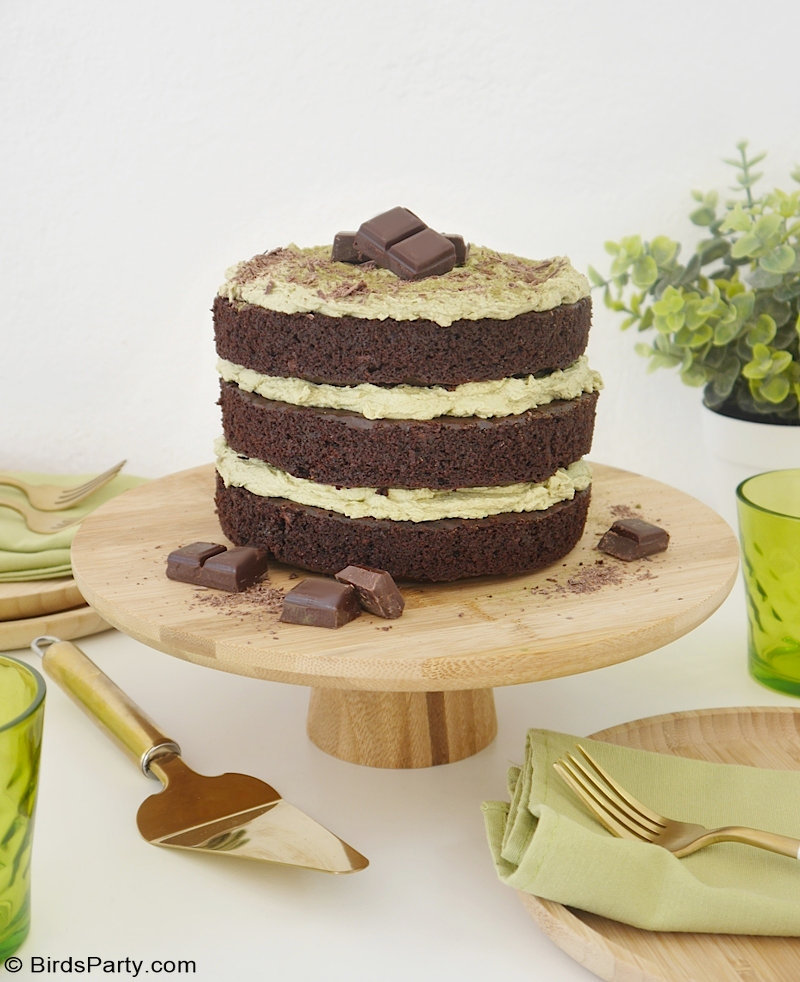 Gâteau au Chocolat et Glaçage au Thé Matcha Vert - recette facile et rapide à faire pour un goute anniversaire pour pour fêter la St Patrick!