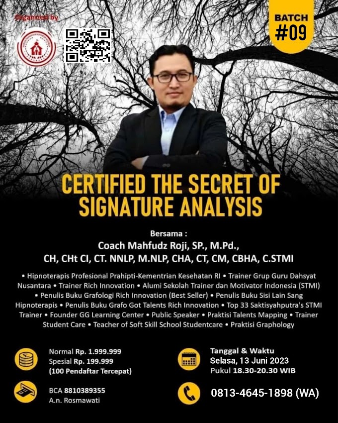 WA.0813-4645-1898 | Certified The Secret of Signature Analysis (C.TSSA) 13 Juni 2023