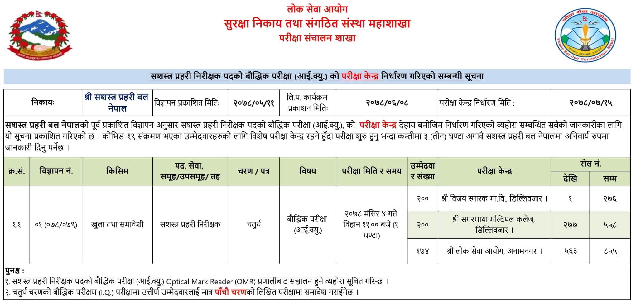 Armed Police Force - APF Nepal Written Exam Center of APF Inspector