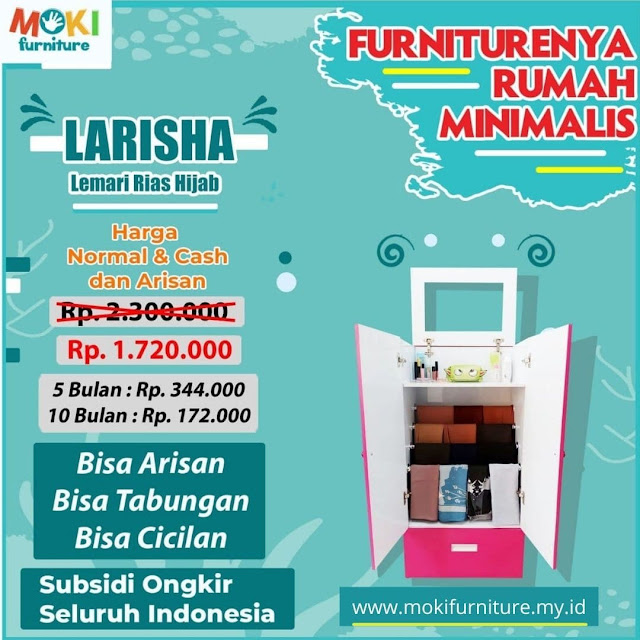 harga lemari rias dan hijab minimalis larisha moki furniture