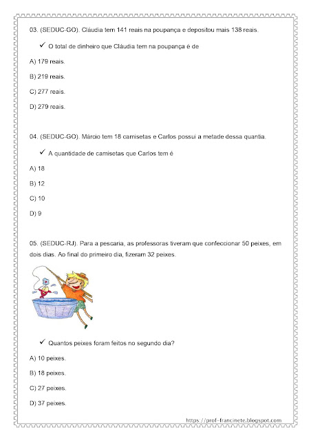 Simulado de Matemática 2º e 3º ano – Habilidade 06