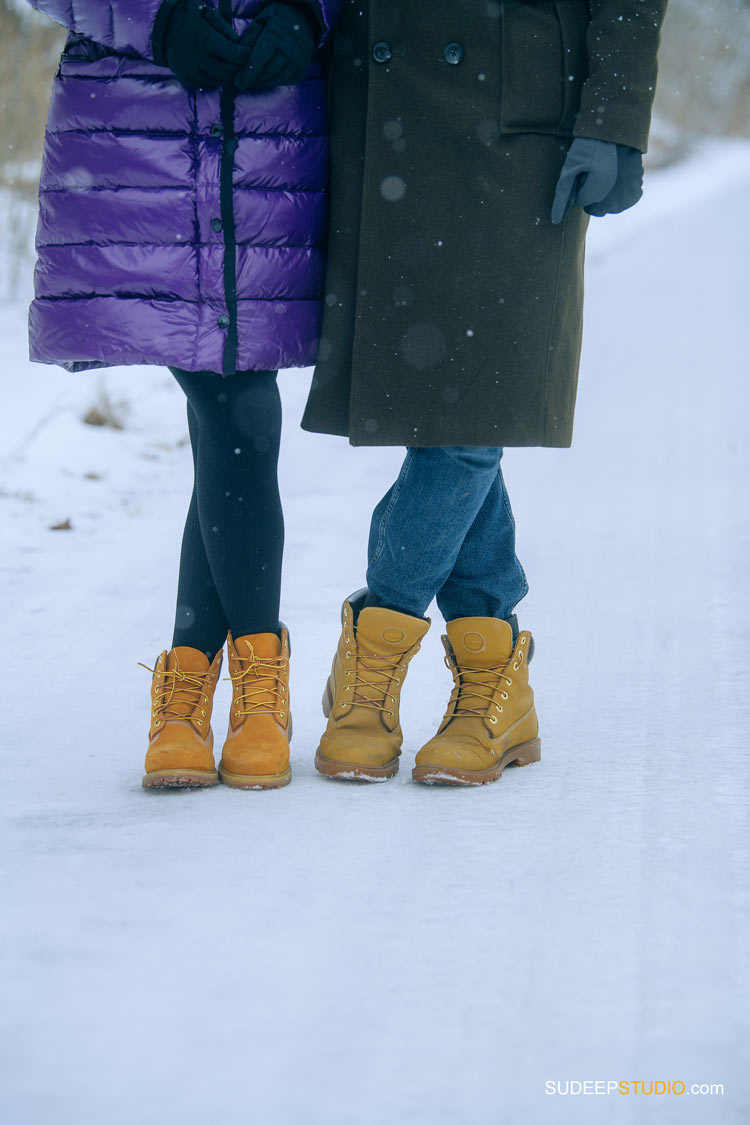 Ann Arbor Winter Snow Engagement Pictures in Arboretum Nature by SudeepStudio.com Ann Arbor Wedding Photographer