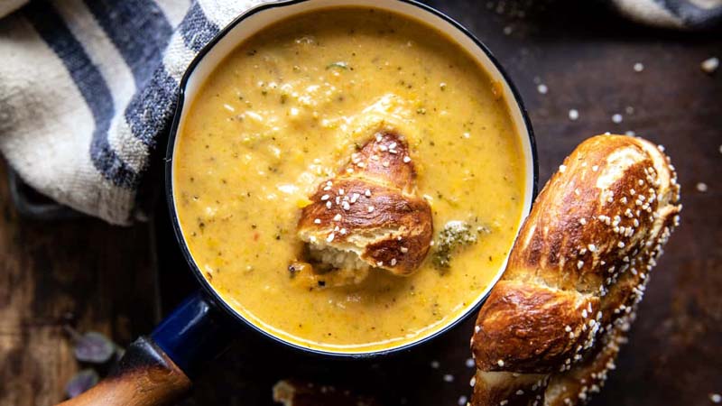 Lighter Creamy Broccoli Cheddar Soup