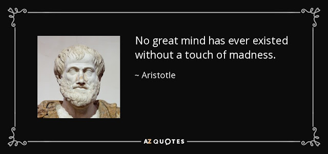 Aristotle quote about crazy genius.  BillionaireGambler.com