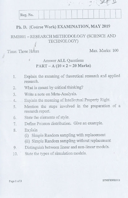 research methodology question paper 2019