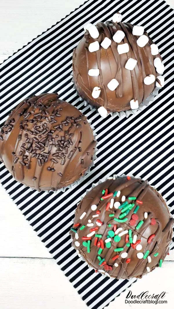 Making these Hot Chocolate Bombs is kind of a labor of love. I would not want to make these in a bulk order, but doing 12 of them was fun.   They are pretty to look at and taste delicious! Perfect thing for a snowy Winter's day.