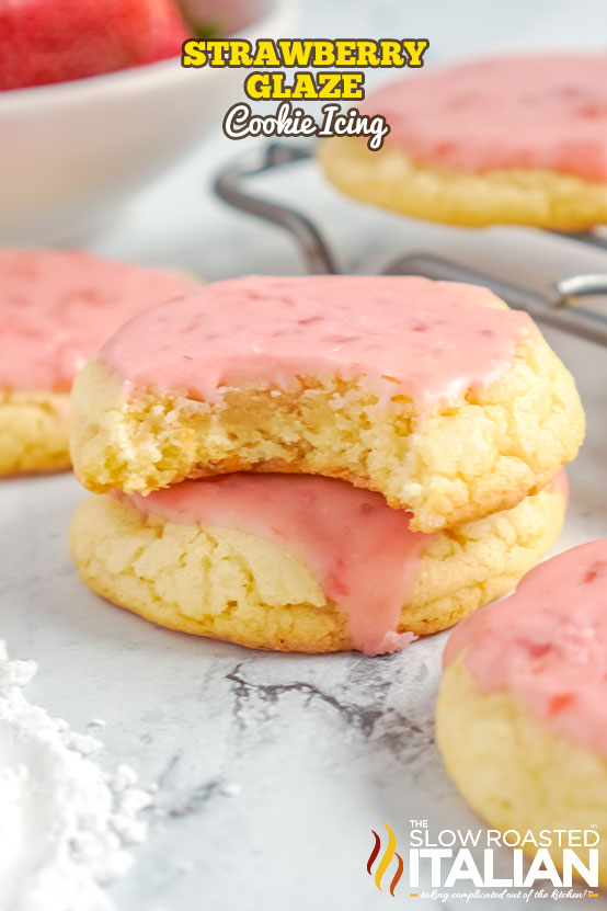 titled (shown on a sugar cookie) strawberry glaze cookie icing