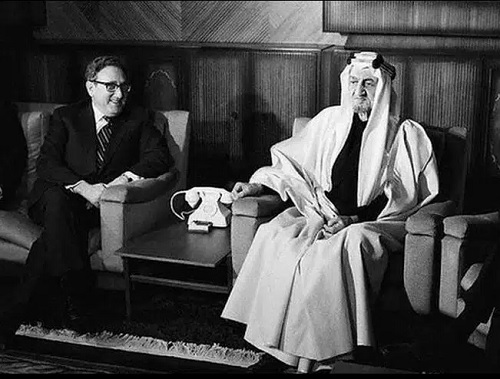 Henry Kissinger and King Faisal bin Abdulaziz Al Saud