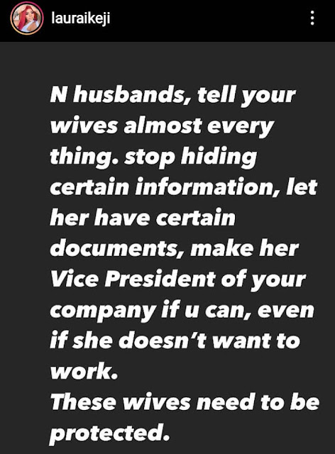 Stop Harassing wives over the Properties you did not work for- Laura Ikeji slams African In-laws