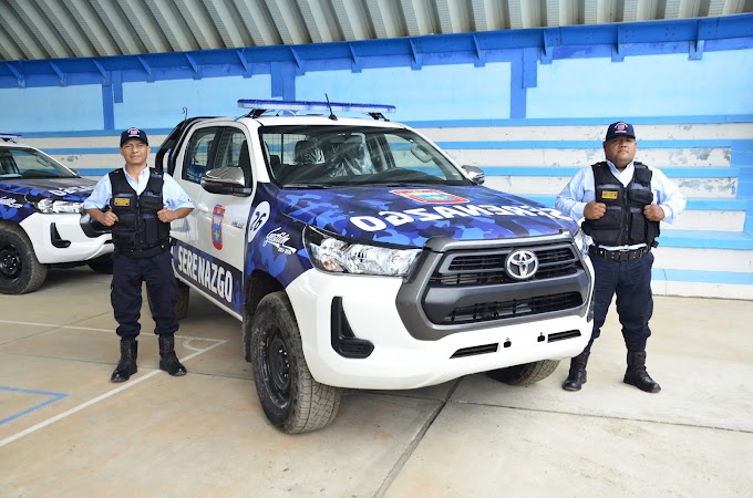 Alcalde Madrid entrega 8 camionetas para reforzar la seguridad ciudadana