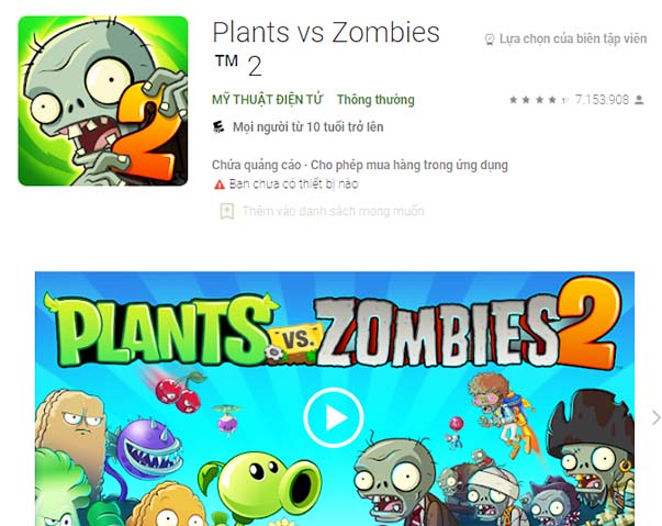 Tải Plants vs Zombies™ 2: Game hoa quả nổi giận 2 a