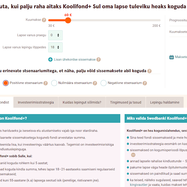 Lapsele tulevikuks kogumine/investeerimine (minu valik Koolifond+ ja investeerimiskuld)