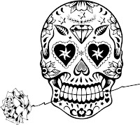 Sugar skull with flower coloring page