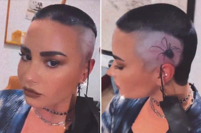 Demi Lovato debuted a new head tattoo over the weekend following another stint in rehab.