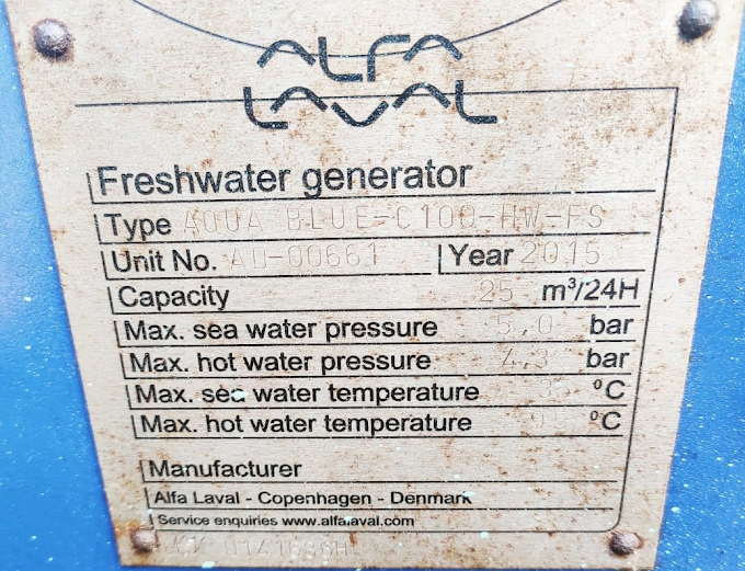 ALFA LAVAL C100-HW-FS FRESH WATER GENERATOR