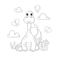 Cute Dinosaur sitting coloring pages