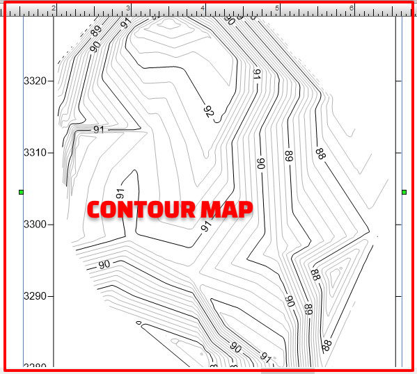 Contour map by Surfer Software