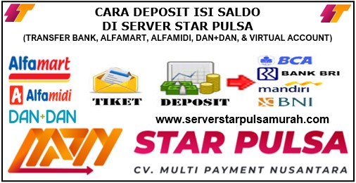 Cara Deposit Isi Saldo Star Pulsa Via Alfamart/Alfamidi/Dan+Dan,Virtual Account dan Transfer Bank