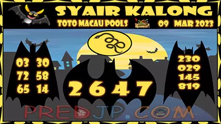 Prediksi Kalong Macau 3D Hari Ini JP 09 Maret 2023