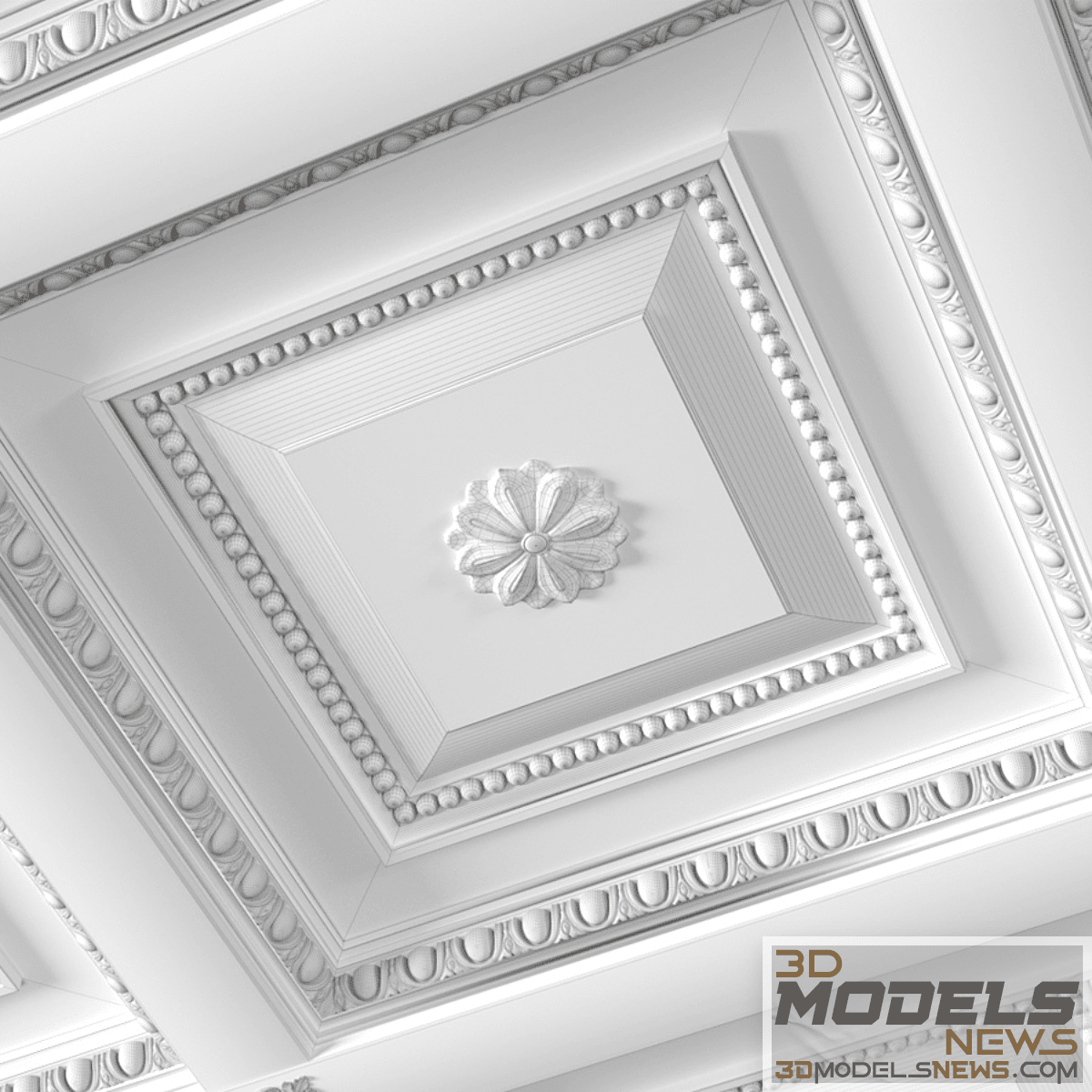 Classic coffered ceiling model with gilding 6