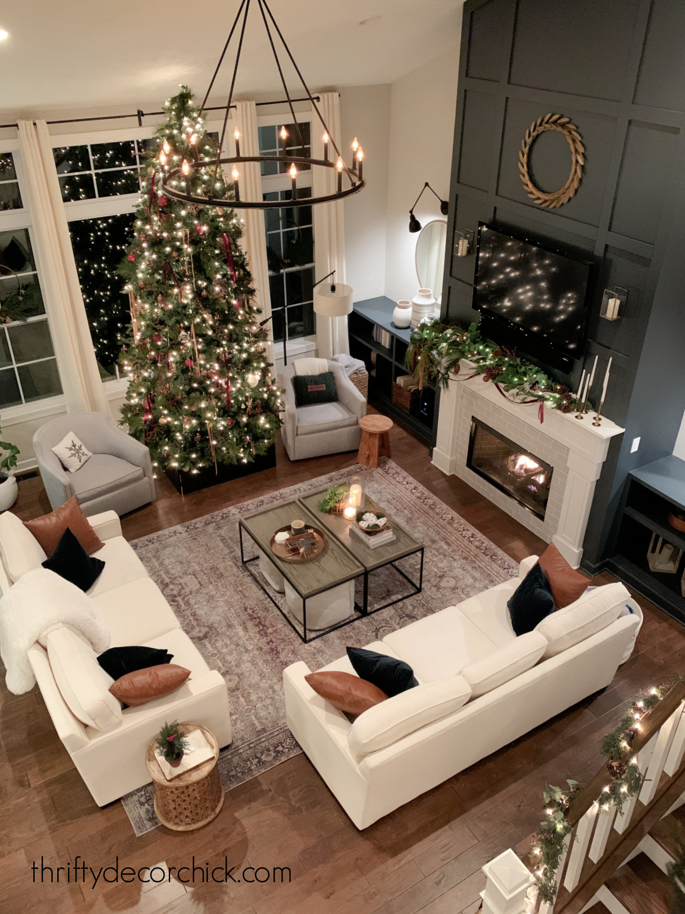 family room layout with fireplace