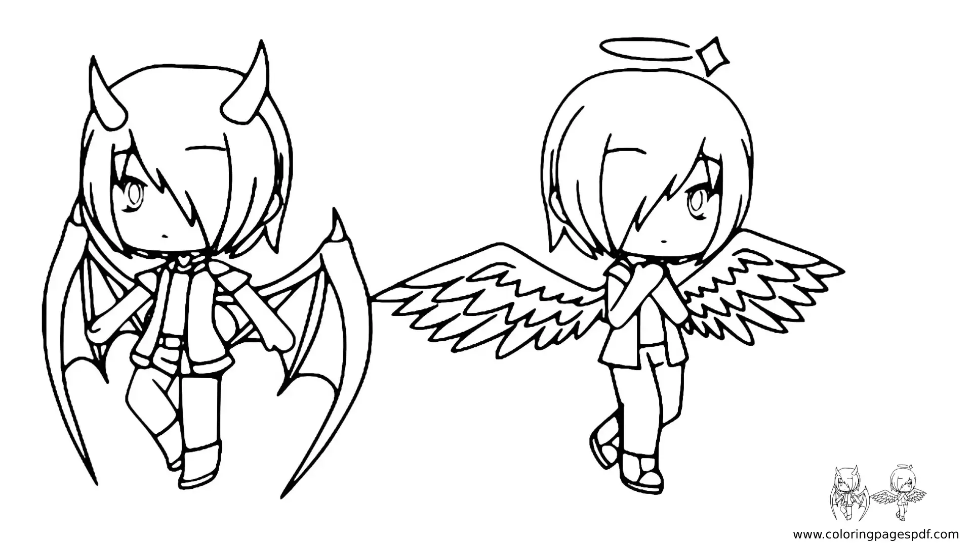 Coloring Pages Of Good And Evil Gacha Life Characters