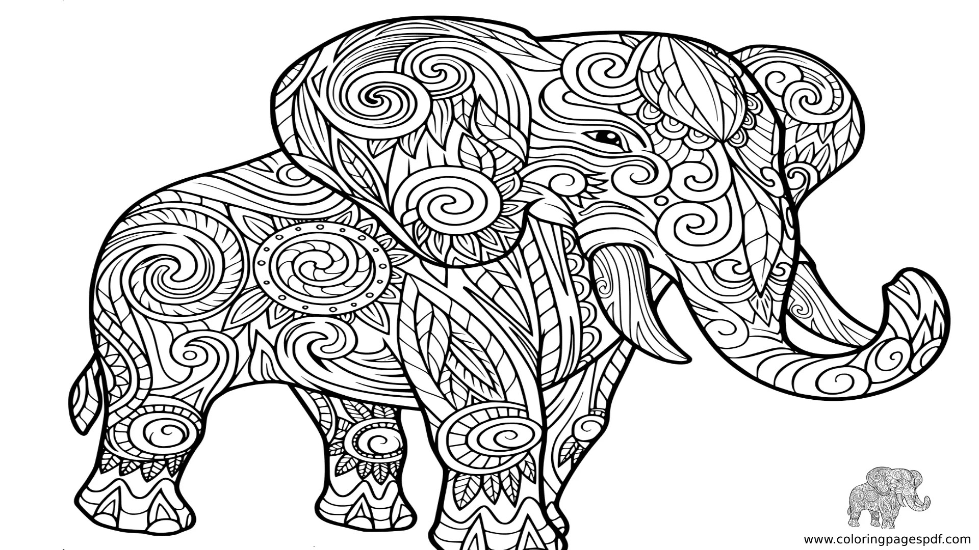 Coloring Pages Of Fullbody Elephant Mandala