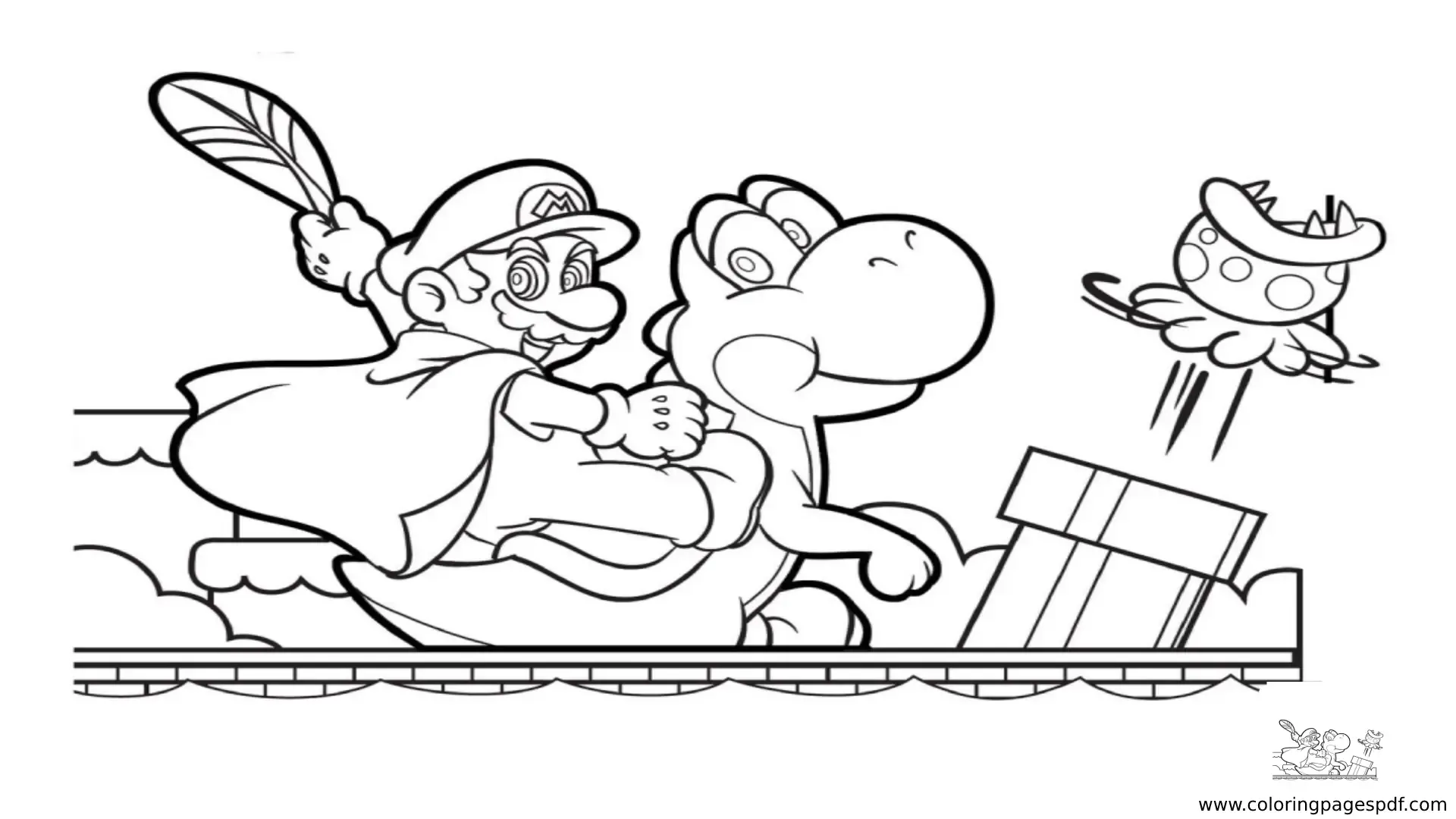 Coloring Pages Of Mario Riding On Yoshi