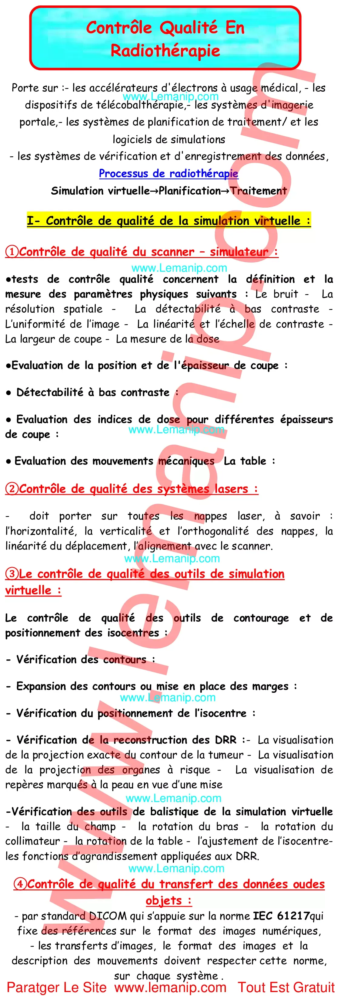 Résumé Cour 5 Du Module Contrôle de qualité radiologique