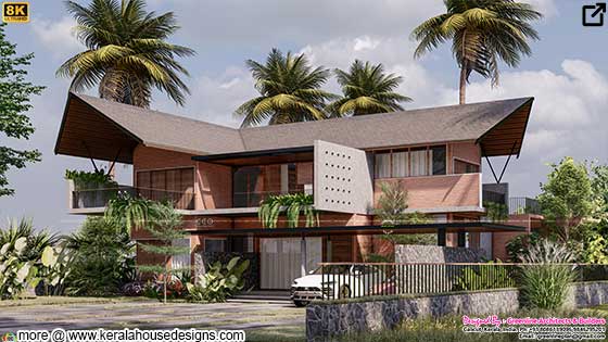 Luxury sloping roof style tropical house design