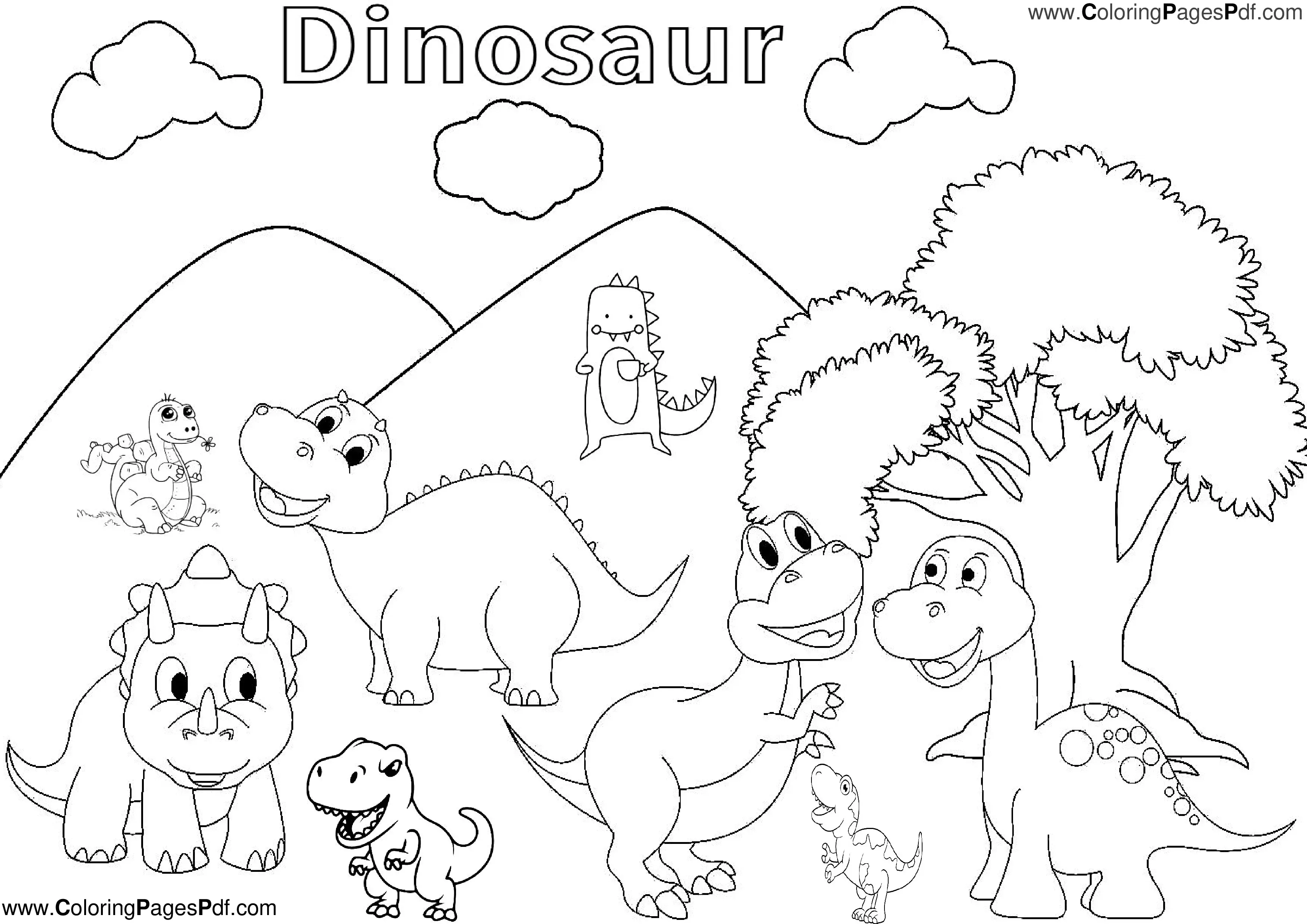 Blank dinosaur coloring pages