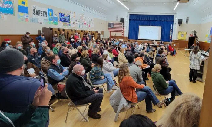 A school board meeting in Salinas, Calif., on Dec. 15, 2021. (Courtesy of Josey Schenkoske)