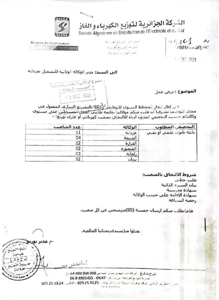 توظيف بسونلغاز