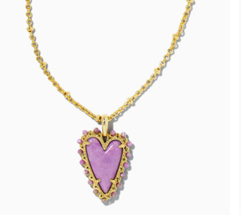 Beaded Ansley Heart Gold Necklace