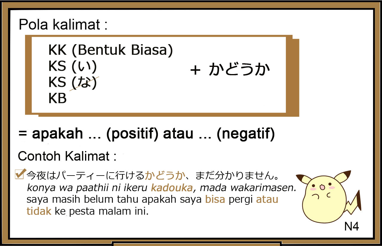 Pola Kalimat / Tata Bahasa / Bunpou / Grammar bahasa Jepang ～かどうか ( ~ ka dou ka )