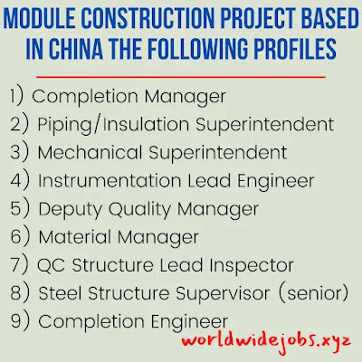 Module construction project based in China the following profiles
