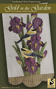Gold in the Garden Wool Applique Wallhanging 8 1/2" x 15"