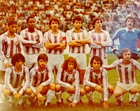 REAL VALLADOLID DEPORTIVO. Temporada 1981-82. Jorge, Gilberto, Moré, Gail, Santos, Montes; Lucas, Santi Bakero, Pepín, Joaquín y Rusky. C. D. MARATHÓN DE SAN PEDRO DE SULA 1 REAL VALLADOLID DEPORTIVO 3 07/06/1981. I Trofeo Gilberto Yearwood, final. San Pedro de Sula, Honduras, estadio General Francisco Morazán o “La Bombonerita”.