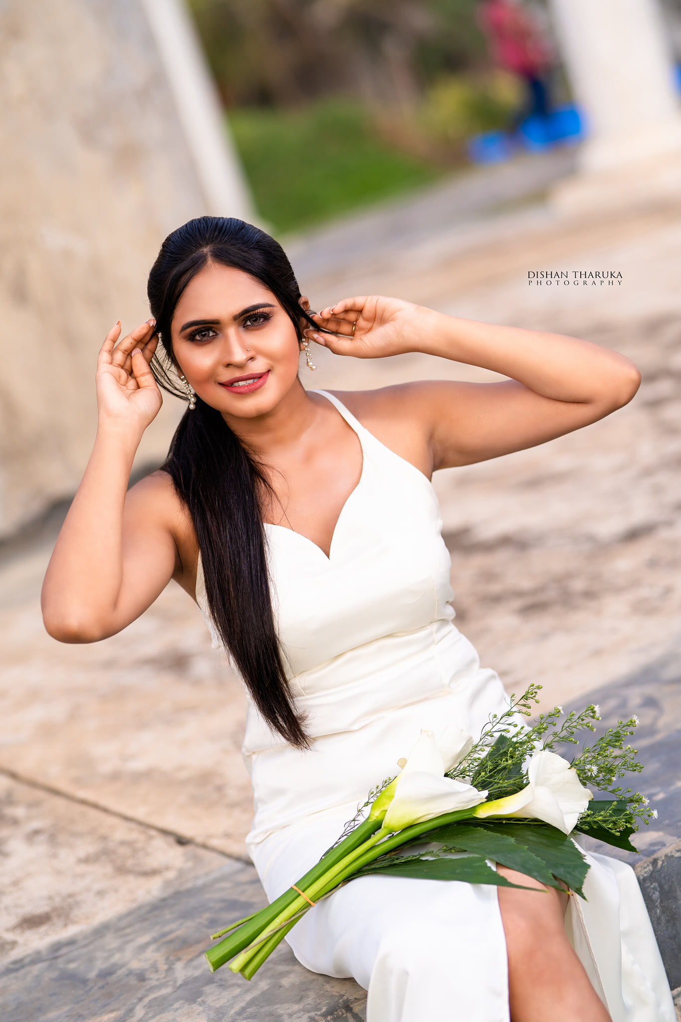 white frock design outdoor sexy model Photography