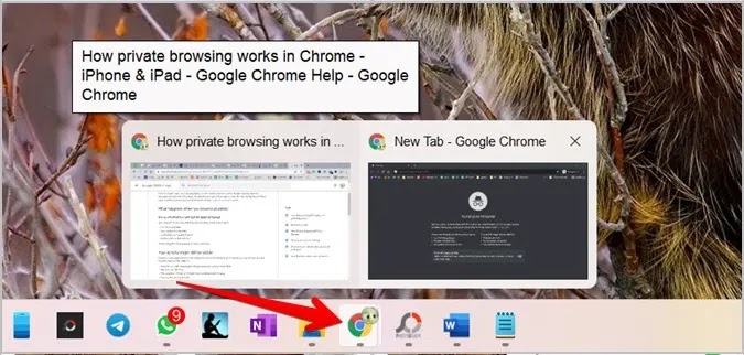 تبديل التصفح المتخفي في Chrome