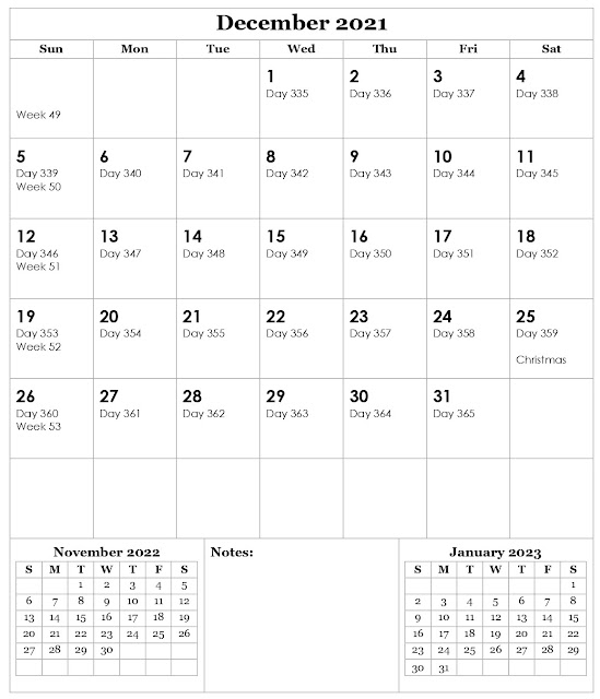 Julian Calendar 2022 December