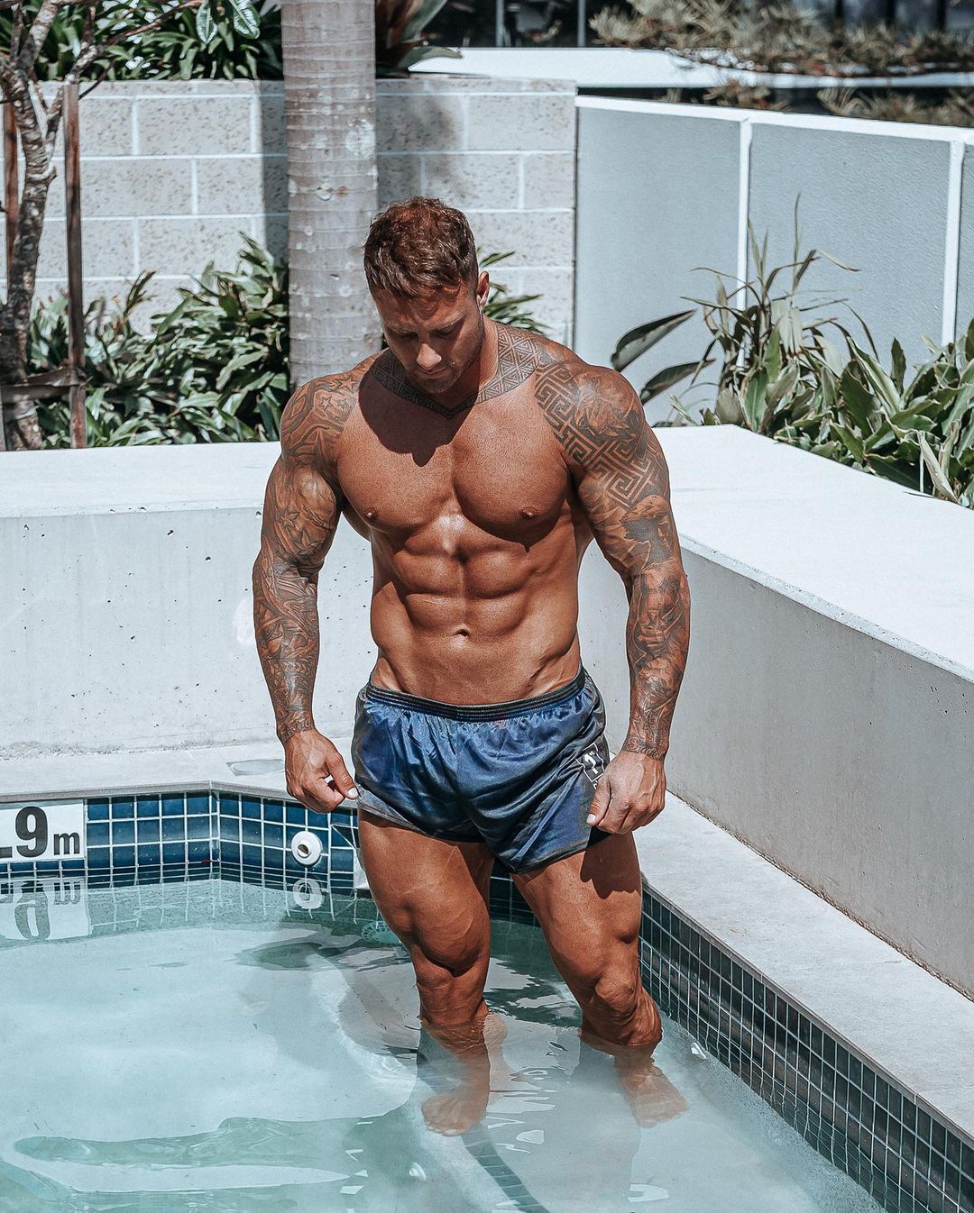 strong-masculine-shirtless-hunk-zac-smith-muscular-tattoo-daddy-pool