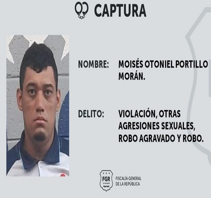 El Salvador: Capturan a peligroso violador en serie con antecedentes por robo y portación ilegal de arma de fuego
