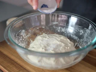 Add salt to dough