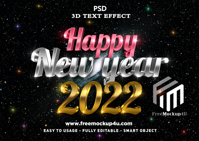 3D New Year Text Style Effect Psd Mockup