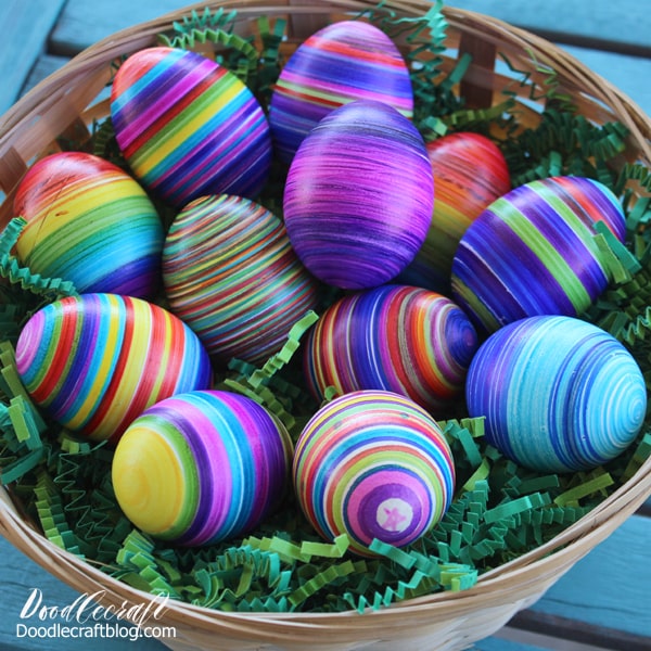 Create eggs with stripes, blends, ombres and rainbows.  Go in and decorate them further, using the stripes as the background too.  I love the stripes, they make my soul super happy!