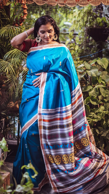 Odisha silk saree with a pallu that has extra weft