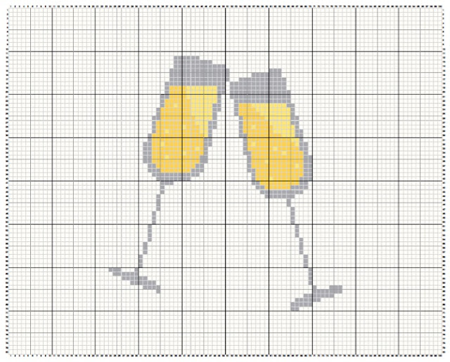 Champagne Glasses - free cross stitch pattern